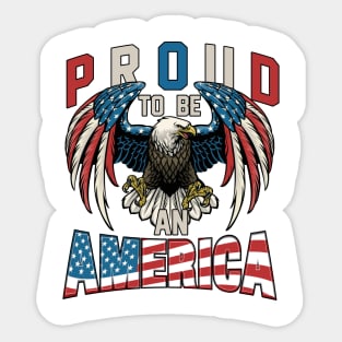 Proud To Be An American Graphic Eagle American Flag Ribbon Sticker